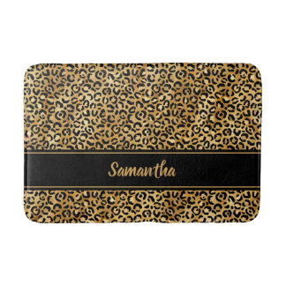 Chic Black Gold Leopard-printer op maat Badmat