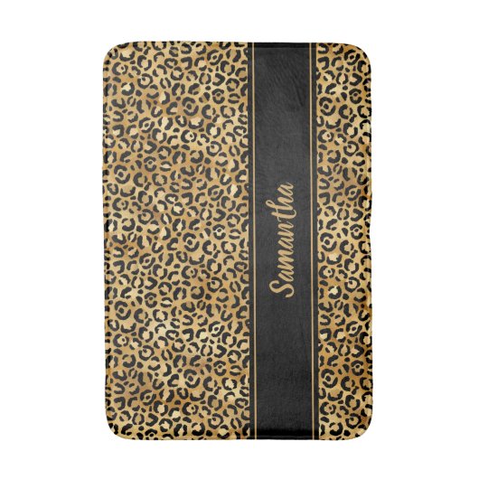 Chic Black Gold Leopard-printer op maat Badmat (Voorkant Verticaal)