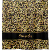 Chic Black Gold Leopard-printer op maat Douchegordijn (Voorkant)