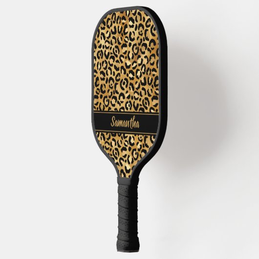 Chic Black Gold Leopard-printer op maat Pickleball Paddle (Links)