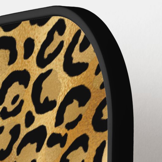 Chic Black Gold Leopard-printer op maat Pickleball Paddle (Links Detail)