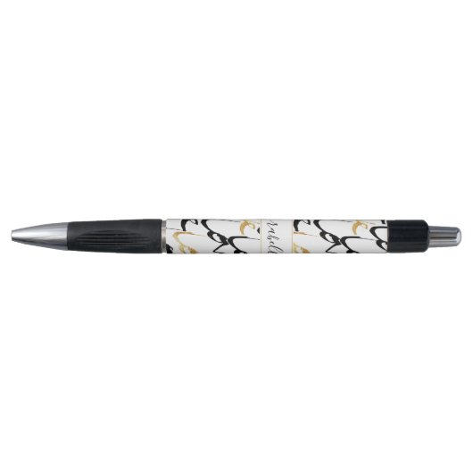 Chic Black & Gold LOVE Patroonmonogram pen (Voorkant)