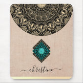 chic black gold mandala burlap name muispad muismat (Voorkant)