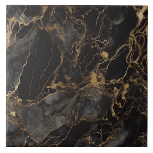 Chic Black Gold Marble Ceramic Tegel Tegeltje (Voorkant)