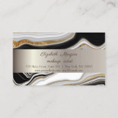 Chic Black Gold Marble Stone Stripe Klantenkaartje