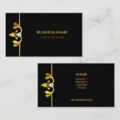 Chic Black Gold Metal Pearl Visitekaartje (Voorkant / Achterkant)