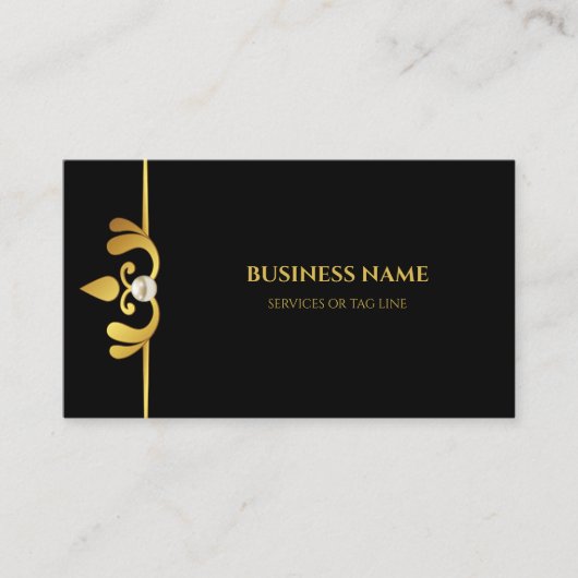 Chic Black Gold Metal Pearl Visitekaartje (Voorkant)