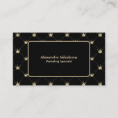 Chic Black Gold Minimal Crown Pattern Visitekaartje (Voorkant)