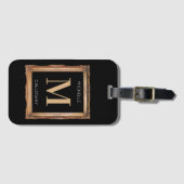 Chic Black & Gold Monogram Bagagelabel (Voorkant (horizontaal))