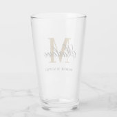 Chic Black Gold Monogram Calligrafie Glass Glas (Achterkant)