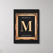 Chic Black & Gold Monogram Canvas Afdruk (Voorkant)