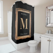 Chic Black & Gold Monogram Douchegordijn (In situ)