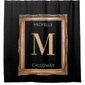 Chic Black & Gold Monogram Douchegordijn (Voorkant)