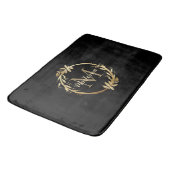 Chic Black Gold Monogram Eucalyptus Wreate Badmat (Gekanteld)