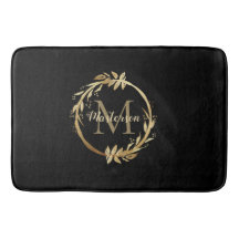 Chic Black Gold Monogram Eucalyptus Wreate
