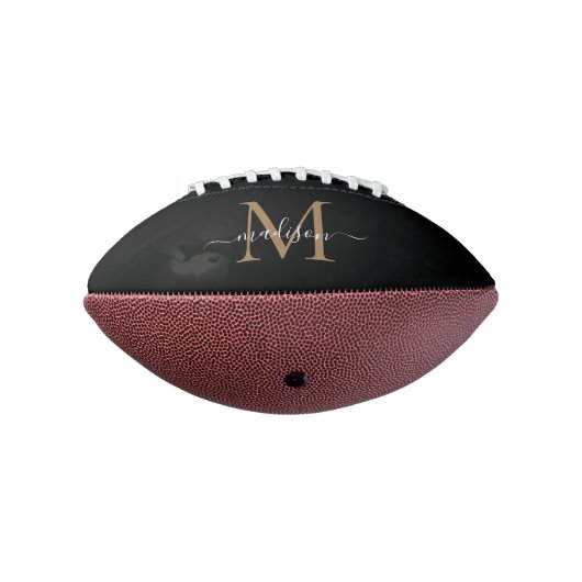 Chic Black Gold Monogram Girly Feminine Script American Football (Gedraaid 270)