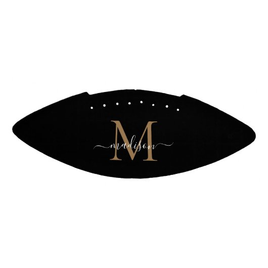 Chic Black Gold Monogram Girly Feminine Script American Football (Paneel)