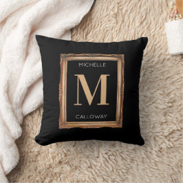 Chic Black & Gold Monogram Kussen