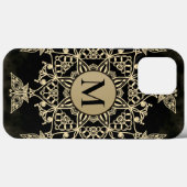 Chic black gold monogram mandala girly Case-Mate iPhone case (Achterkant (horizontaal))