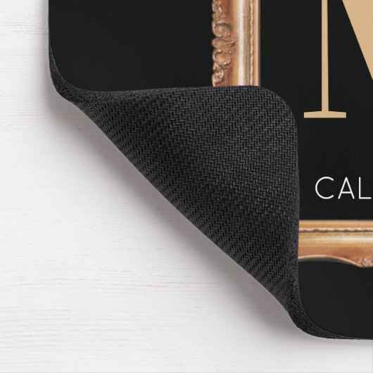 Chic Black & Gold Monogram Muismat (Hoek)