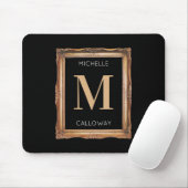 Chic Black & Gold Monogram Muismat (Met muis)