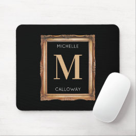 Chic Black & Gold Monogram Muismat