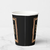Chic Black & Gold Monogram Papieren Bekers (Rechts)