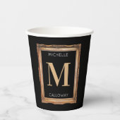 Chic Black & Gold Monogram Papieren Bekers (Voorkant)