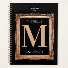 Chic Black & Gold Monogram Planner