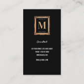 Chic Black & Gold Monogram Professional Visitekaartje (Achterkant)