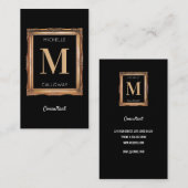 Chic Black & Gold Monogram Professional Visitekaartje (Voorkant / Achterkant)