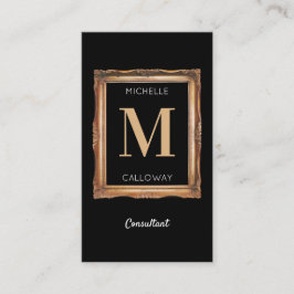 Chic Black & Gold Monogram Professional Visitekaartje