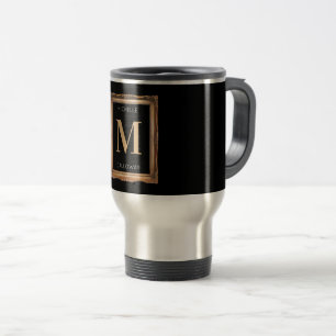 Chic Black & Gold Monogram Reisbeker