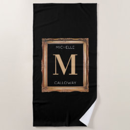 Chic Black & Gold Monogram Strandlaken