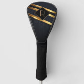 Chic Black & Gold Monogramed Golfheadcover (Voorkant)