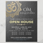 Chic Black Gold OM Mandala YOGA Studio Open House Flyer (Voorkant)
