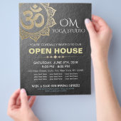 Chic Black Gold OM Mandala YOGA Studio Open House Flyer (Hand)