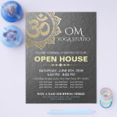 Chic Black Gold OM Mandala YOGA Studio Open House Flyer (Enkel)