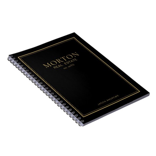 Chic Black Gold Real Estate Notebook Notitieboek (Rechterzijde)