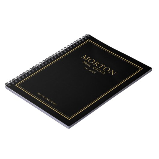 Chic Black Gold Real Estate Notebook Notitieboek (Linkerzijde)