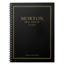 Chic Black Gold Real Estate Notebook Notitieboek