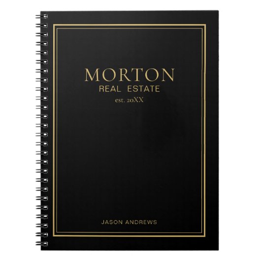 Chic Black Gold Real Estate Notebook Notitieboek (Voorkant)