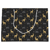 Chic Black Gold Reindeer Merry kerst Groot Cadeauzakje (Voorkant)
