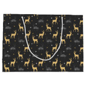 Chic Black Gold Reindeer Merry kerst Groot Cadeauzakje (Achterkant)