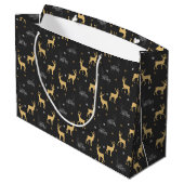 Chic Black Gold Reindeer Merry kerst Groot Cadeauzakje (Achterkant Gekanteld)