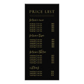 Chic Black Gold Script Calligrafie Prijslijst Reclamekaart (Voorkant)