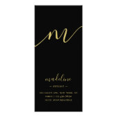 Chic Black Gold Script Calligrafie Prijslijst Reclamekaart (Achterkant)