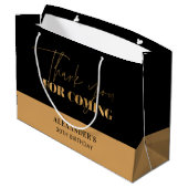 Chic Black Gold Script Verjaardag Bedankt Groot Cadeauzakje (Achterkant Gekanteld)