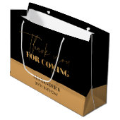 Chic Black Gold Script Verjaardag Bedankt Groot Cadeauzakje (Voorkant Gekanteld)