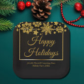 Chic Black Gold Snowflake Custom-kerstparty Papieren Bordje